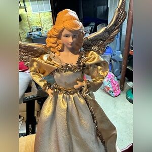 VINTAGE Angel Christmas Tree Topper / Decoration Gold gorgeous